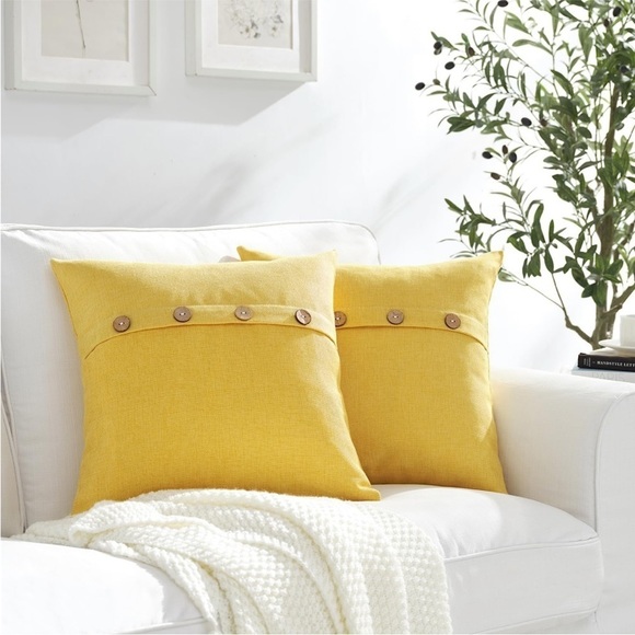 Farmhouse Mid Century Modern Bohemian Decorative Yellow Linen Pillow Case Cover